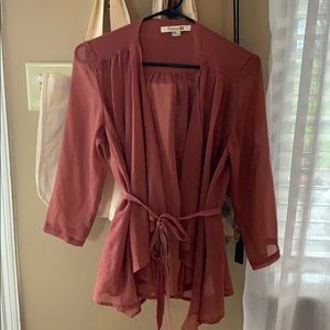 Sheer cardigan with tie